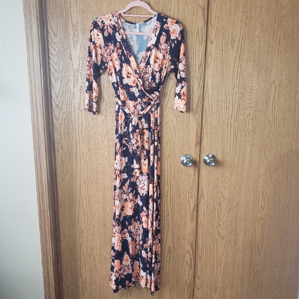 PinkBlush Floral Faux Wrap Maternity/Nursing Maxi